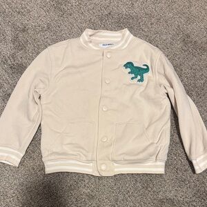 Old Navy Beige Jacket with Teal Dinosaur